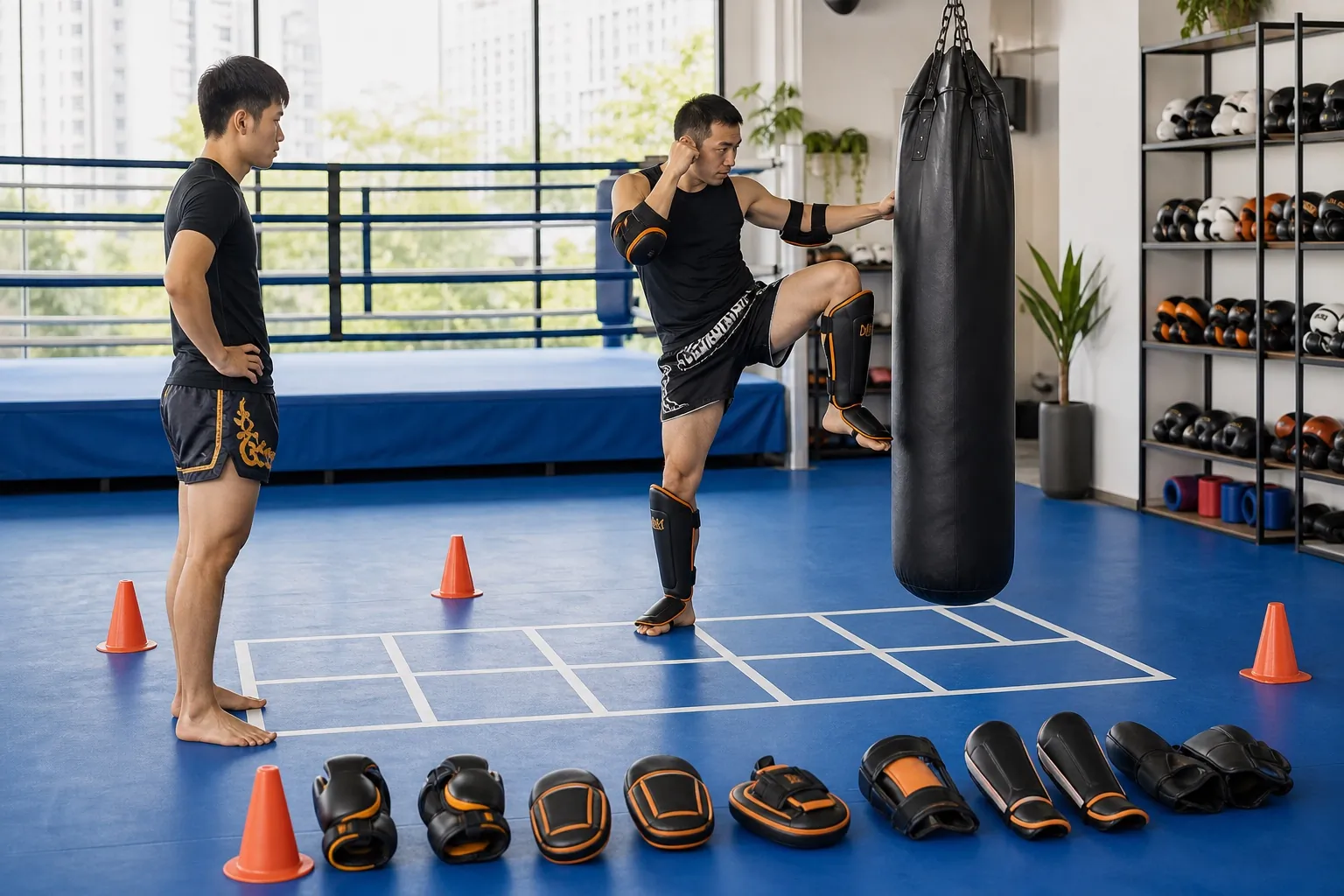Eight-limbs bag work and protective gear