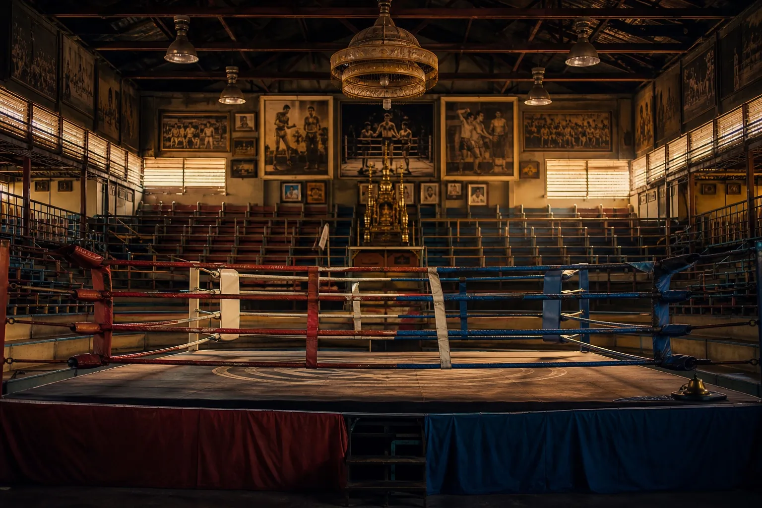 Historic Bangkok stadium atmosphere around muaythai
