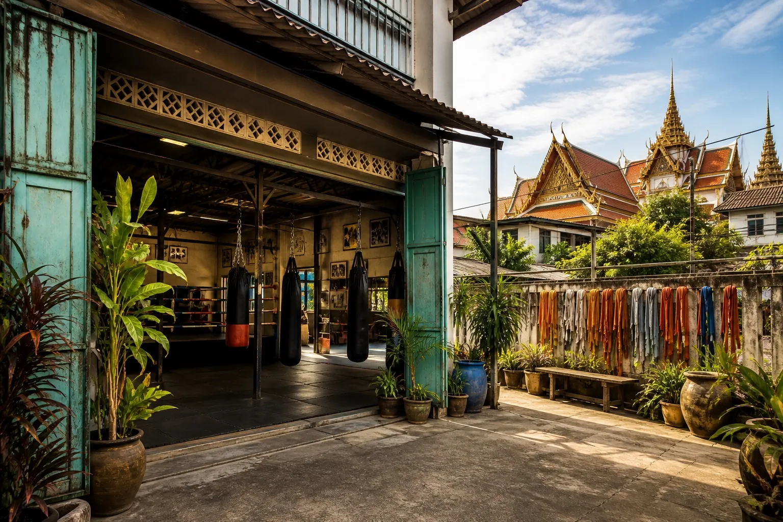 A traditional-style muaythai camp in Bangkok